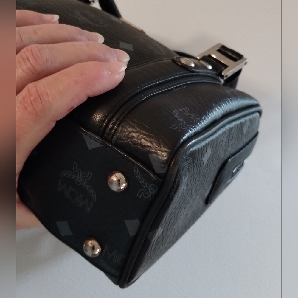 MCM Mini Boston Bag Black Visetos - Picture 7 of 12